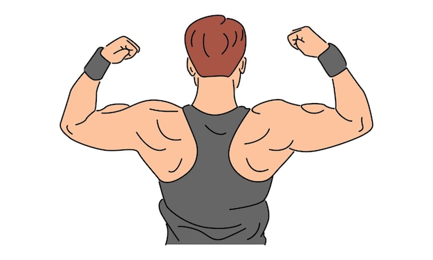 colore dell'arte di linea dell'uomo bodybuilder posato