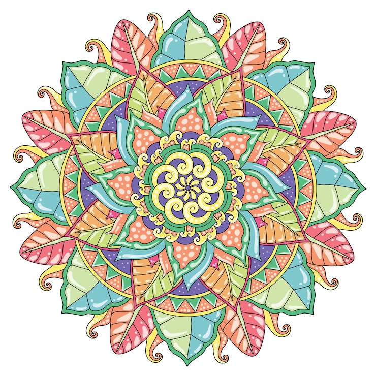 Vettore colore pastello mandala per la stampa o il disegno murale