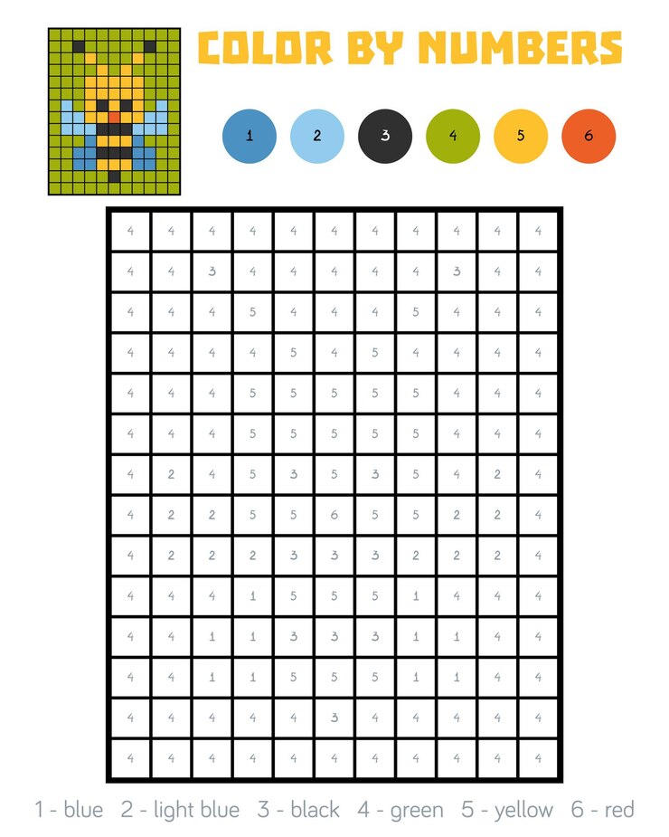 Vettore colore per numero, gioco educativo per bambini, bee