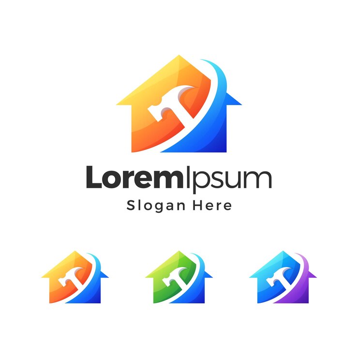 Colore sfumato del design del logo del servizio di riparazione a domicilio