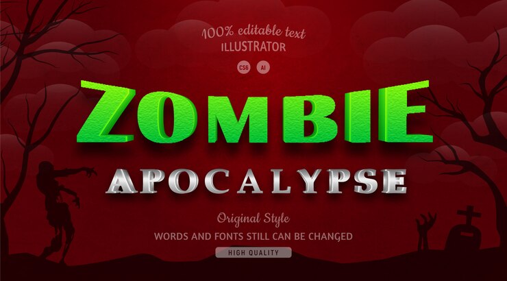 Colore verde del testo di zombie con sfumatura.