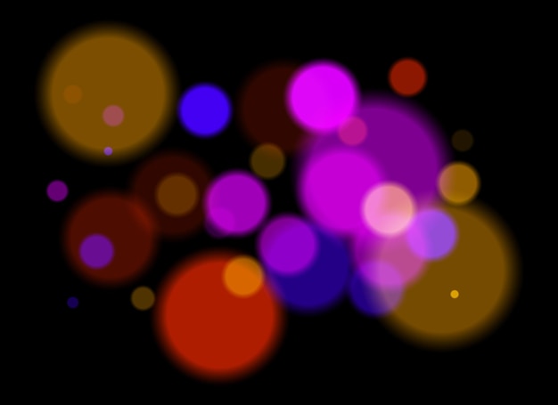 Colorful blurred circles on dark background with smooth soft edges Overlapping glowing bokeh creates dreamy abstract depth and festive atmosphere without clear focal point