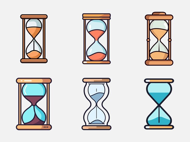Colorful Hourglass Icon Bundle Set in Flat Isolated Vector Illustration pack