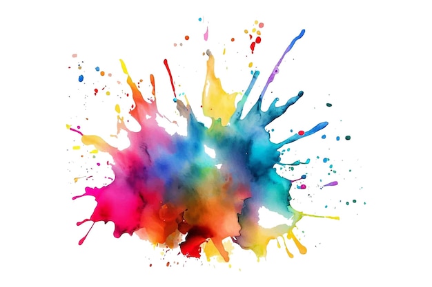 Colorful Ink Splash e Paint Splatter polvere festival esplosione burst isolato sfondo bianco