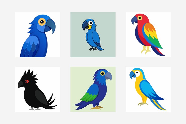 Vettore colorful parrot vector illustration cartoon clipart e line art design