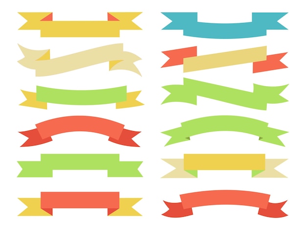 Colorful Ribbon Banner Vector Collection Decorative in stile retro e vintage