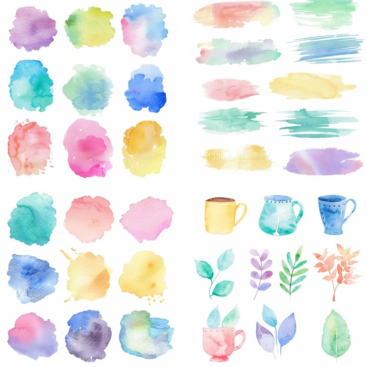 Vettore colori macchia tinta tratto colorato pastello spruzzo ruvida creatività acquerello effetto vernice
