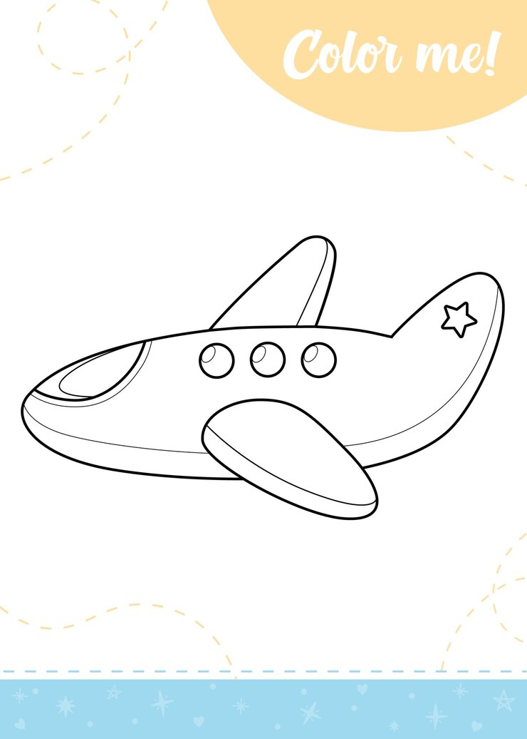 Vettore colori per bambini con un aereo di cartoni animati