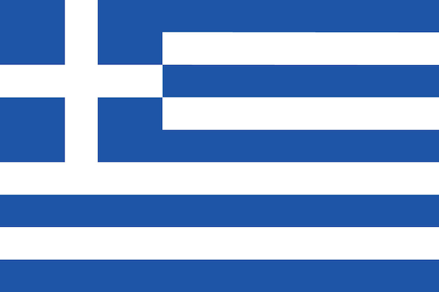 Colori ufficiali della bandiera della Grecia e illustrazione vettoriale digitale delle proporzioni
