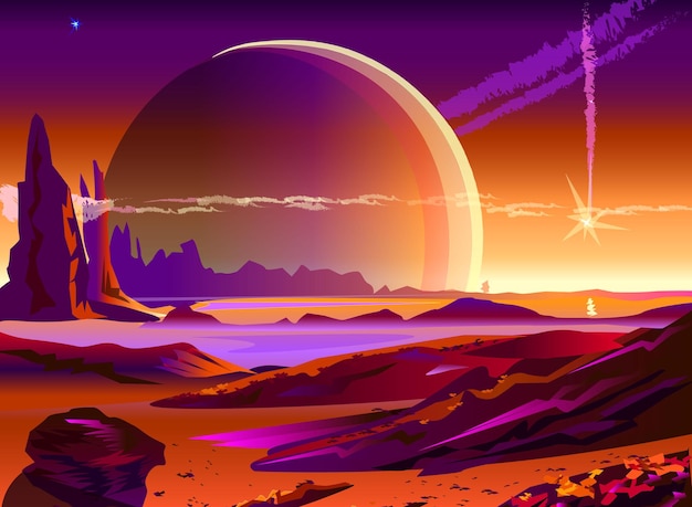 colori viola del paesaggio alieno