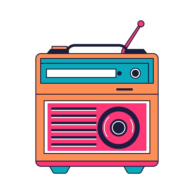 Coloroso stile vintage radio suono audio musica illustrazione vettoriale