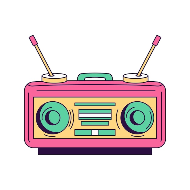 Coloroso stile vintage radio suono audio musica illustrazione vettoriale