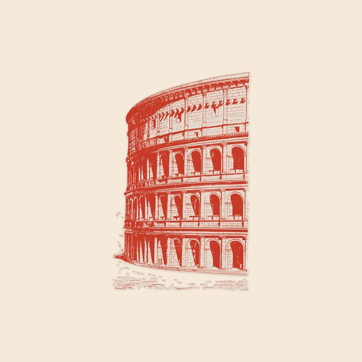 Vettore colosseo romano storia rovine archeologia icona retro logo vintage illustrazione design elementi vettoriali