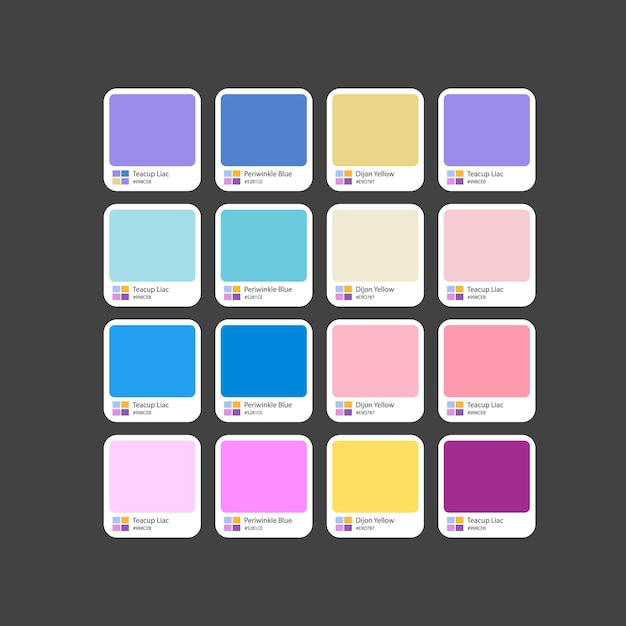 Combinazione di colori morbidi per il design UI_UX con codice colore numerico
