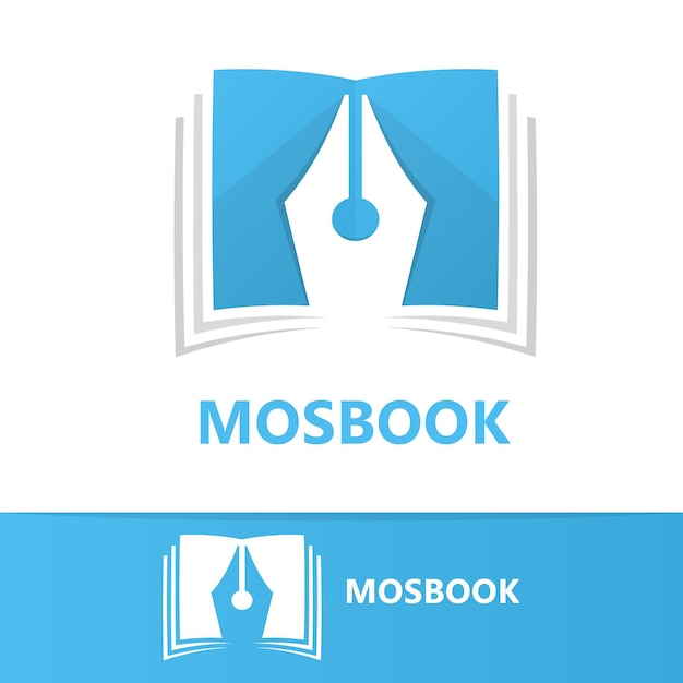 Combinazione di logo vettoriale di un libro e una penna
