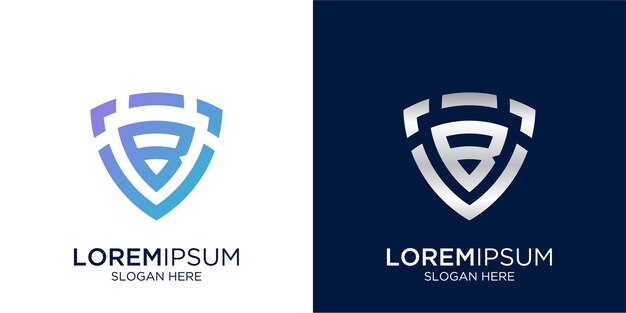 combinazione di monogramma lettera b e segno di scudo