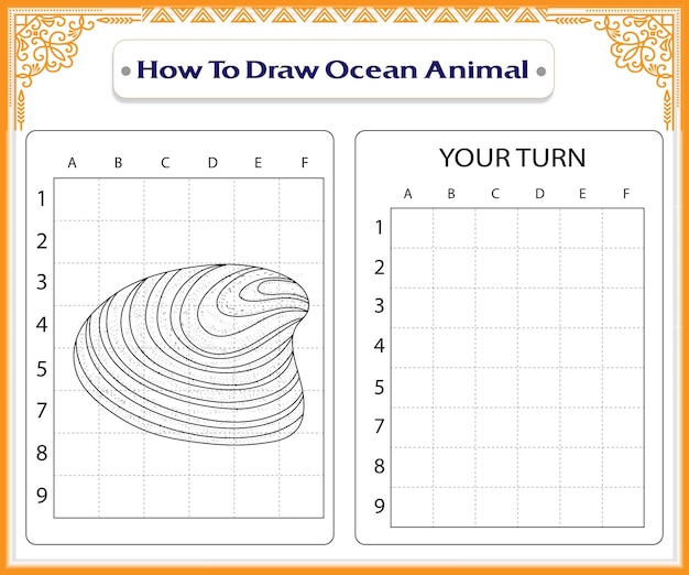 Come disegnare pagine da colorare di animali oceanici per bambini vettore premium