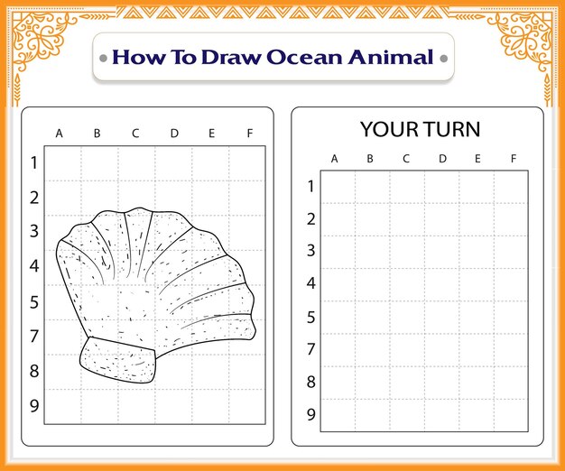 Come disegnare pagine da colorare di animali oceanici per bambini vettore premium