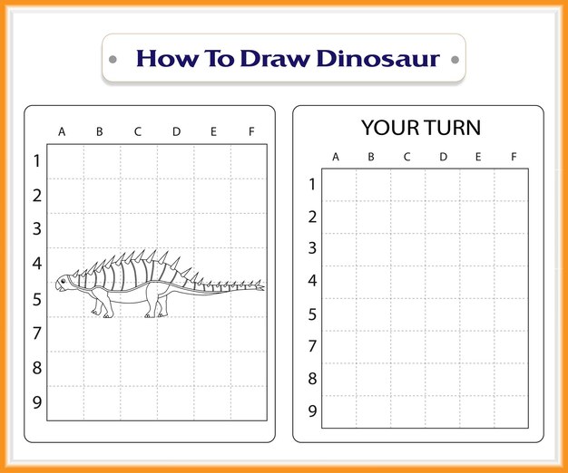 Come disegnare un vettore premium di dinosauro per bambini