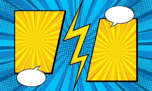 Comic cartoon pop art contro il modello di sfondo della battaglia