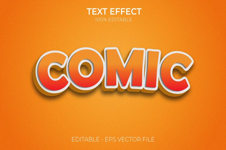 Comic Creativo effetto testo 3D Vettore premium modificabile in stile testo in grassetto