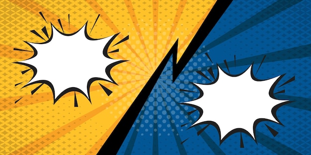 Comic pop art astratto backgstyle Cartoon Vector Illustrazione su colore blu e giallo