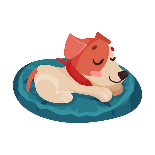 Comico Jack Russell Terrier Personaggio che dorme sul cuscino Illustrazione vettoriale