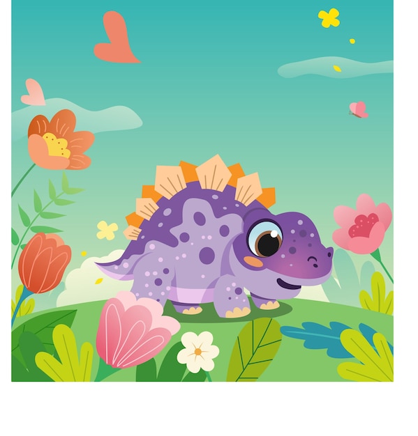 Comico piccolo carino infantile disegnato sytle drago dinosauro personaggio di fumetti di favole
