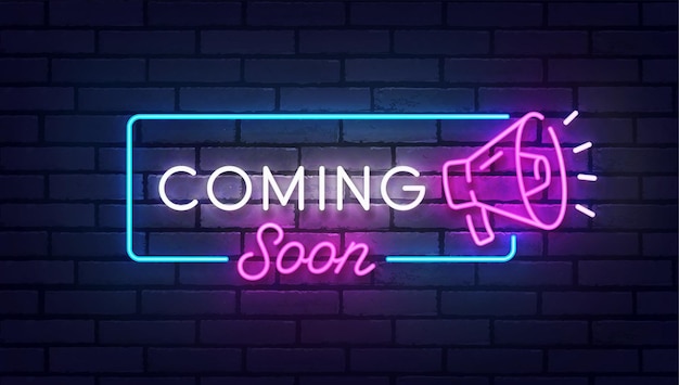 Coming Soon insegna al neon