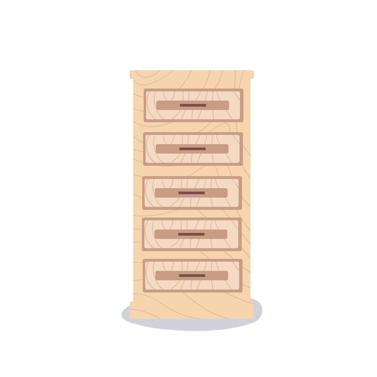 Vettore comò in legno. mobili alla moda nel concetto di interni in stile scandinavo. illustrazione vettoriale piatta. oggetto separato isolato su sfondo bianco.