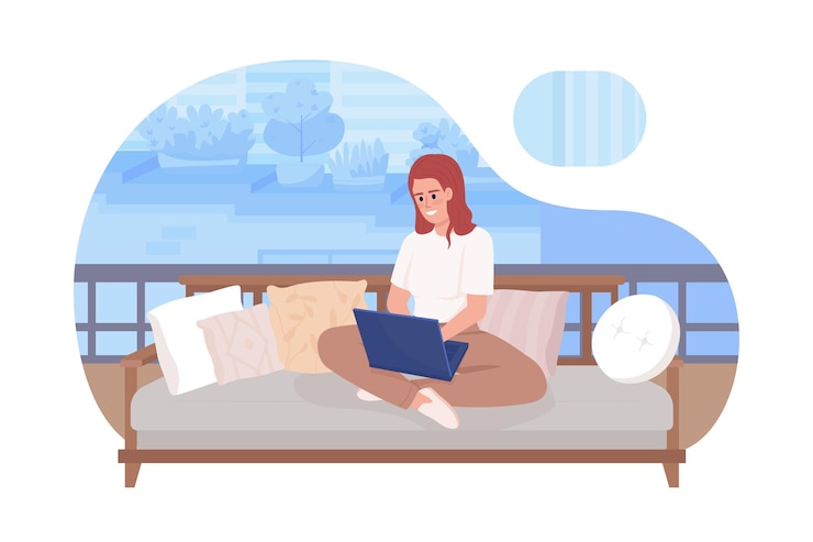 Vettore comoda illustrazione isolata vettoriale 2d freelance