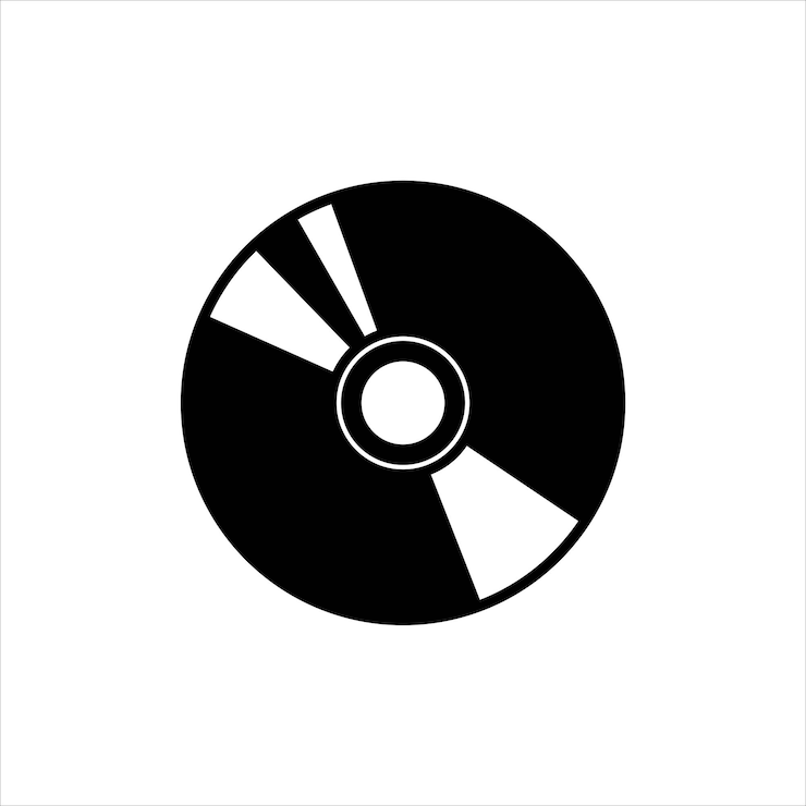 Vettore compact disc flat vector silhouette icon elemento per il concetto di film cinematografico