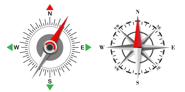 Compass di navigazione con quadrante compass rosa con frecce