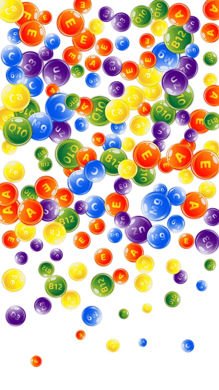 Vettore complesso di vitamine e minerali multivitamine