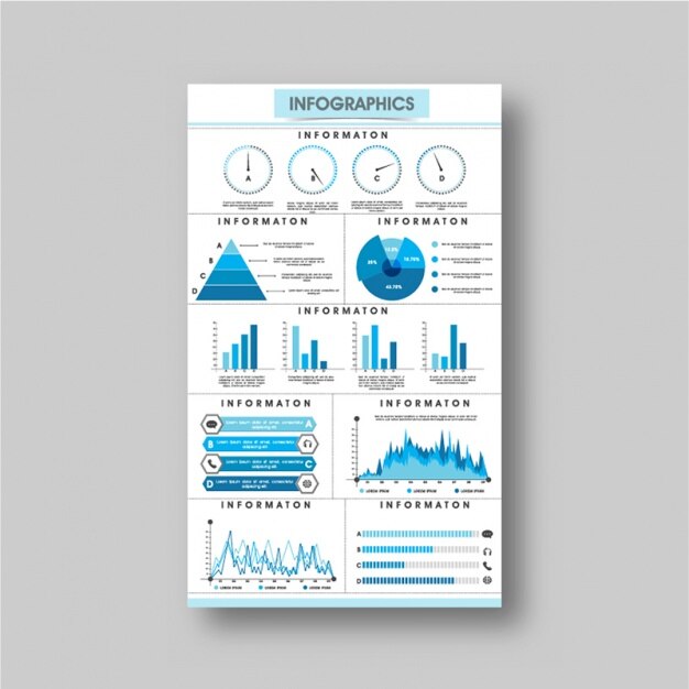 Vettore completa foglio di infografica, blu