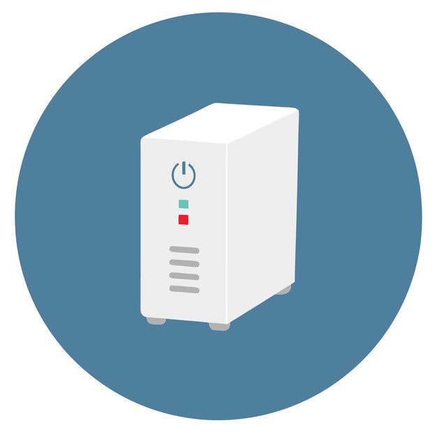 Componenti hardware per computer Parti e dispositivi con custodia per computer Stile vettoriale Illustra