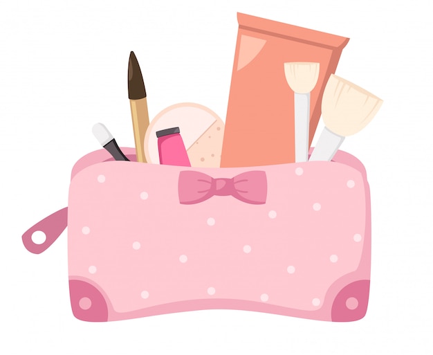 Componga la borsa con i cosmetici, illustrazione