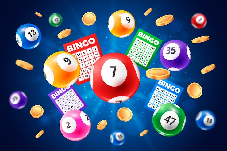 Vettore composizione 3d di un gioco di bingo realistico