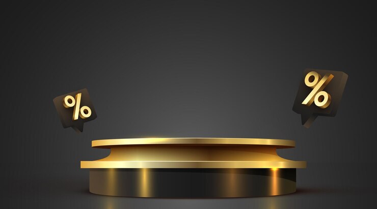 Vettore composizione dell'offerta speciale del podio di vendita a sconto di lusso