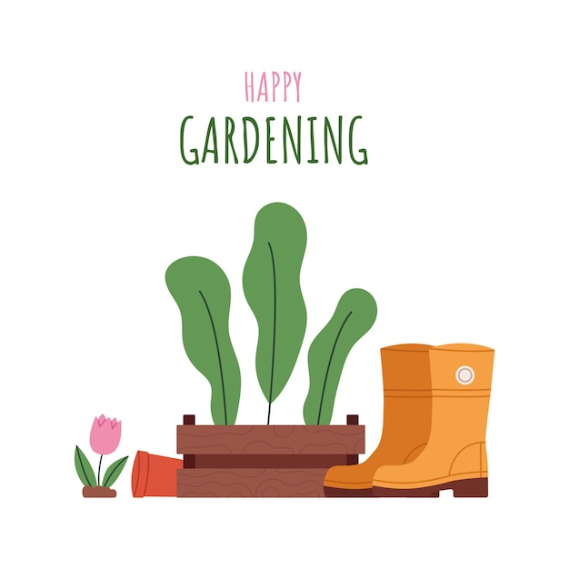 Composizione di attrezzi da giardino