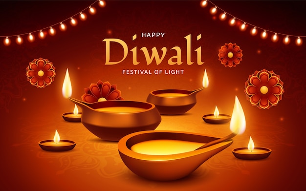 Composizione di Diwali in design realistico