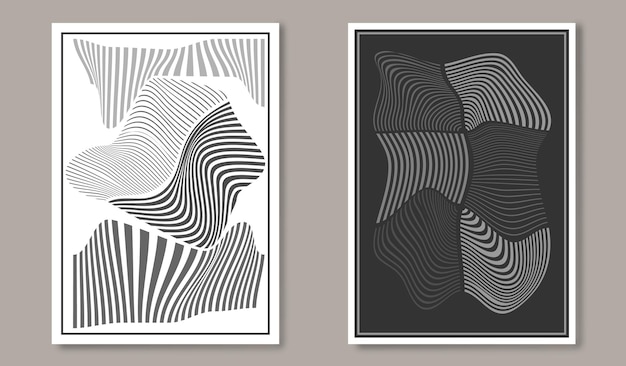Composizione di forme geometriche deformate per l'interior design di stampe cartoline manifesti e striscioni Stile minimalista arbitrario nei toni del grigio