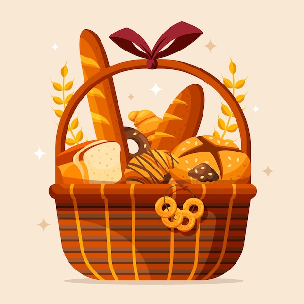 Composizione di panetteria di cartoni animati disegnata a mano
