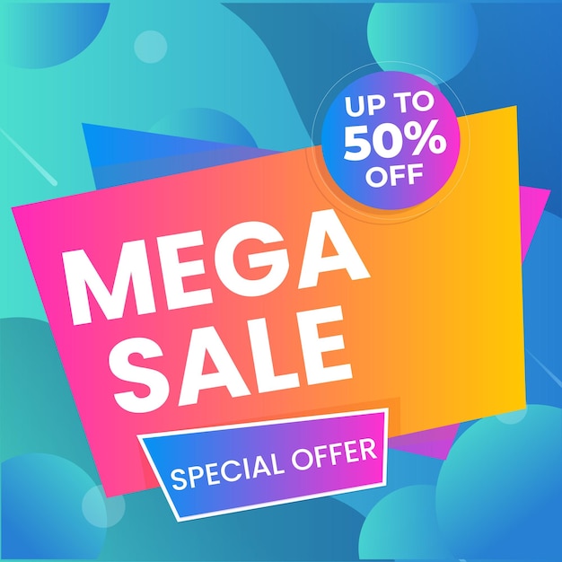 Composizione moderna di banner di mega-vendita con modello di sfondo a sconto piatto vettore astratto