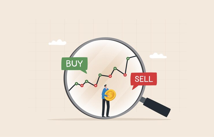 Vettore compra e vendi sul mercato azionario gestione del rischio degli asset adeguamento dei portafogli di investimento del fondo obbligazionario criptovaluta analista dell'investitore che detiene l'acquisto o la vendita di asset