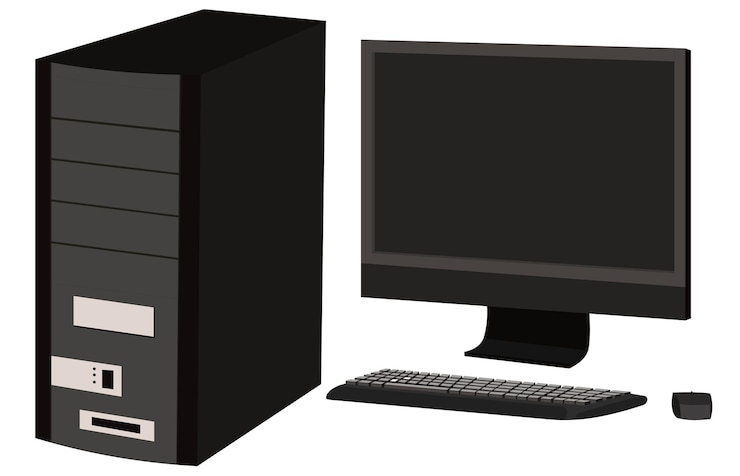 Vettore computer con monitor, tastiera e mouse