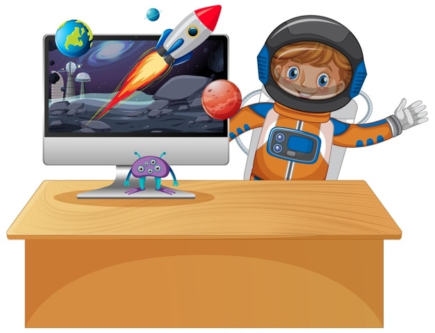 Computer con scena spaziale
