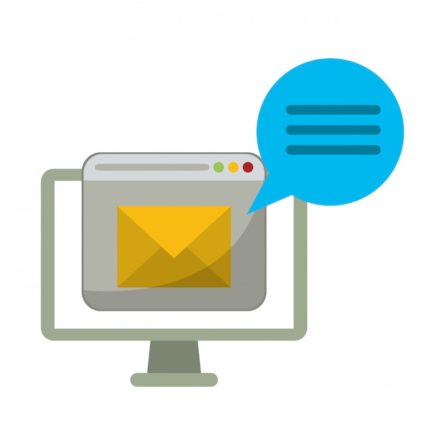 computer con sito Web e chat della posta elettronica