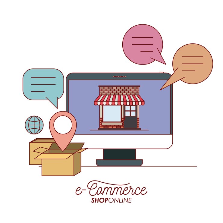 Vettore computer e-commerce