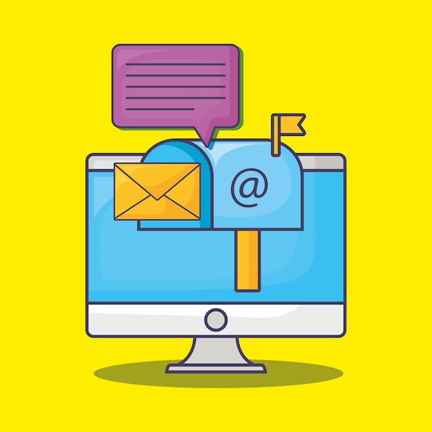 computer e email relative icone di marketing